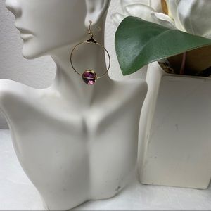 Panacea Gold Tone Hoops with Purple Stone